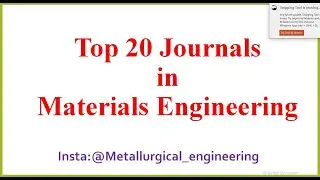 Top 20 Journals in Mateirals Engineering