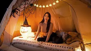 🎃Solo Camping on Halloween,  An Intruder with a Knife Entered My Tent!😱 | Halloween ASMR