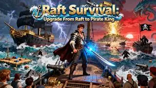Global raft survival, but I upgraded my pirate warship to win! 🚢⚡