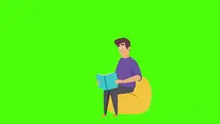 Studying Book, Character animation- 2D animated, Green Screen Video 