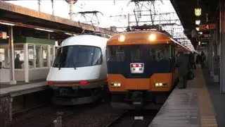 近鉄12200系の特急京都行き到着・発車+21000系名古屋行き到着　名張駅
