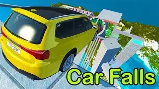 Beamng drive - Car Falls & Car Crashes Into Death Fall Map Remastered