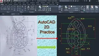 AutoCAD 2d practice drawing _  Using mirror, offset, fillet and trim command in AutoCAD