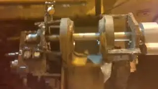 CATD11T 2 machines on the right side re boring the welded bores back to factory specs