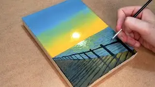 رسم بحر سهل بالالوان الاكريليك