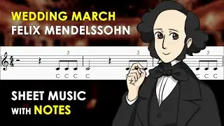 Wedding March - Felix Mendelssohn | Sheet Music with Easy Notes for Recorder, Violin Tutorial