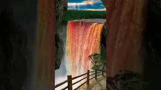 water fall looking because Sun rise !