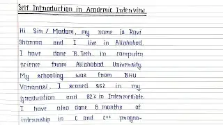 Self Introduction in Academic Interview