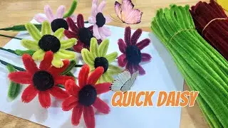 DIY flower | Quick Daisy How to make flower using pipe cleaner | Handmade gift idea by Sreyneang