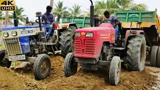 Mahindra 50hp FE Pulling Full Loaded Trolley of Lake Soil Pulling | Swaraj tractor power | #CFV