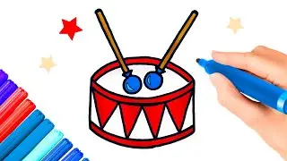 How to draw a drum? كيفية رسم طبلة Cómo dibujar un tambor?