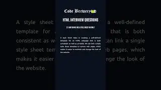 21. Why do we use a style sheet in HTML?