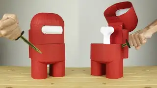 Among Us Interactive Lamp out of Cardboard