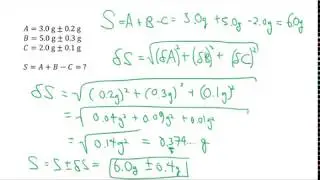 Uncertainty Propagation Addition/Subtraction Example (with quadrature)