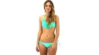 Eidon Solid Naomi Fringe Halter Top | SwimOutlet.com