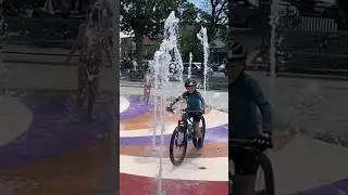 Kiddo fountain bike riding fun