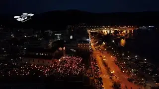 Ηγουμενίτσα 2021. Καραντινάτο Χριστός Ανέστη Στο Προαύλιο Της Ευαγγελίστριας. Δείτε Το Από Ψηλά