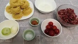 Гнезда с фаршем в духовке. Ужин за пару минут