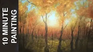 Painting a Fall Forest Landscape With Acrylics in 10 Minutes!