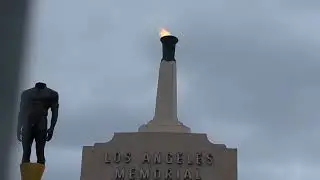 The Torch Burning at the LA Memorial Coliseum