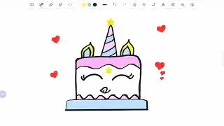 How to Draw a Simple Cute Unicorn Cake, Easy Draw and Color Stepby Step