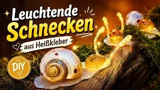 Leuchtende Schnecken mit Heißkleber basteln 🐌 Herbstdeko DIY 🍂 Glue Gun Art