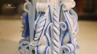 HOW ITS MADE. CHRISTMAS NEW YEAR'S CARVING CANDLE FROM THE CANDLE WORKSHOP DIMSI