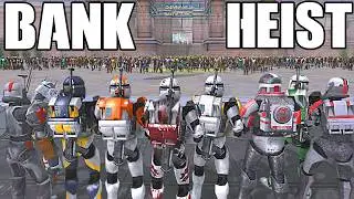 Can ALL Clone Commandos Stop BANK HEIST vs 1,000 BOUNTY HUNTERS?! - Men of War: Star Wars Mod
