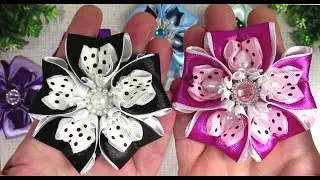 ЦВЕТЫ ИЗ ЛЕНТ. РЕЗИНОЧКИ ДЛЯ ВОЛОС СВОИМИ РУКАМИ. / RIBBON  FLOVERS