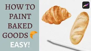 How to Paint a Watercolor Croissant in Procreate  | Painting Baked Goods Procreate Tutorial