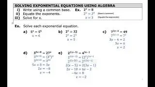 MAP4C - 6.6 - Exponential Equations - VIDEO