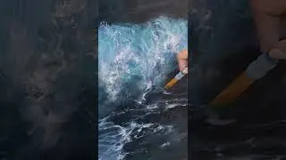 in my turquoise wave #oilpainting #seascape #waves #oceanart #artlovers #artshorts #painter #wip