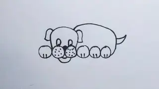 How to draw dog using 000000 || dog drawing step by step || dog drawing