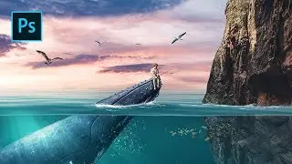 How to create a half underwater digital art