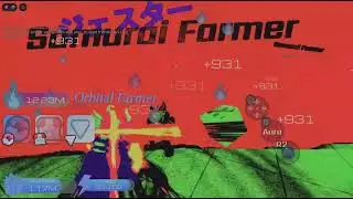 Roblox aura game showcasing samurai farmer