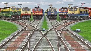FREIGHT TRAINS CROSSING INDIAN RAILWAY JUNCTION || Train Cartoon Video || Train Game