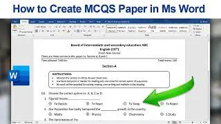 Creating multiple choice question paper for English subject in ms word 2019