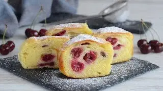 The most delicious strudel with cherries and semolina. You will make it again.