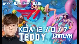 T1 Teddy CAITLYN vs DRX Deft JHIN ADC - Patch 10.16 KR Ranked