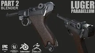 PART 2 | BLENDER 3D  modeling LUGER PARABELLUM Timelapse | Hard Surface Blender