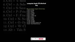 Top 20 Basic Computer Shortcut Keys | Computer Shortcut Keys | Top Keys | 