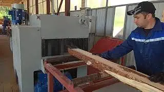 Линия лесопиления на базе станка Алтай СБГ-480 с гусеничной подачей заготовки часть 3