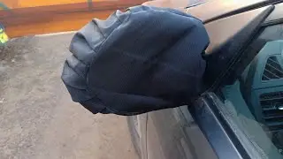 We sew our own car mirror cover to protect against ice.