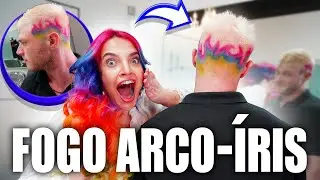 O CABELO DELE FICOU COLORIDO IGUAL O MEU!