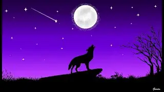 How to draw in computer. Easy & simple drawing in mspaint. Fox in Forest/Moonlight Scenery. #mspaint
