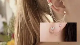 DOUBLE BALL CHAIN EARRINGS || MULTIPLE EAR PIERCING IDEAS | CARTILAGE PIERCING DESIGNS FOR GIRLS||
