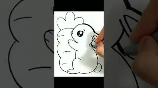 How to draw a bunny with a carrot. Как нарисовать зайчика с морковкой.