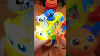 3 animals riding the yellow bus #toys