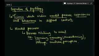 1.2 Paper 1 Unit 1 | Definition of psychology | Notes and MCQs in description