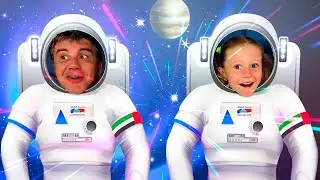 Nastya and dad in the museum for children